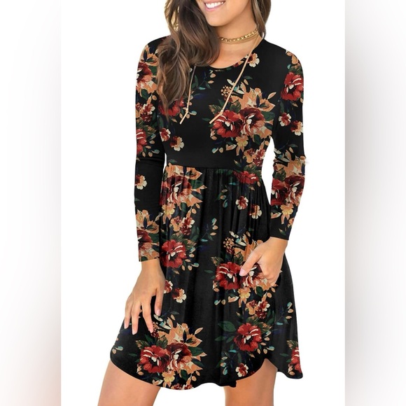 NWT Long Sleeve Swing Dress with Pockets - Picture 1 of 4